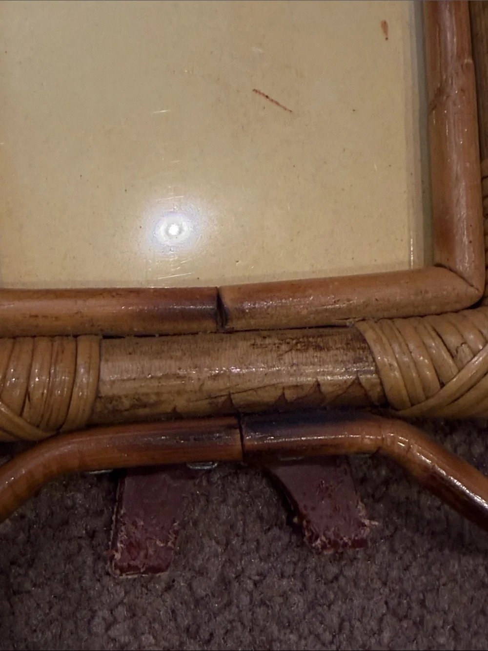 Vintage Mid Century Boho Bentwood Bamboo Rattan MCM Picture Frame Photo Decor